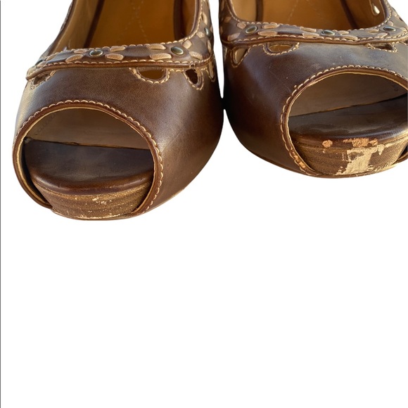 Mudd Heels Womens Size 10M Brown Round Toe Peep Toe Pumps - Picture 6 of 9